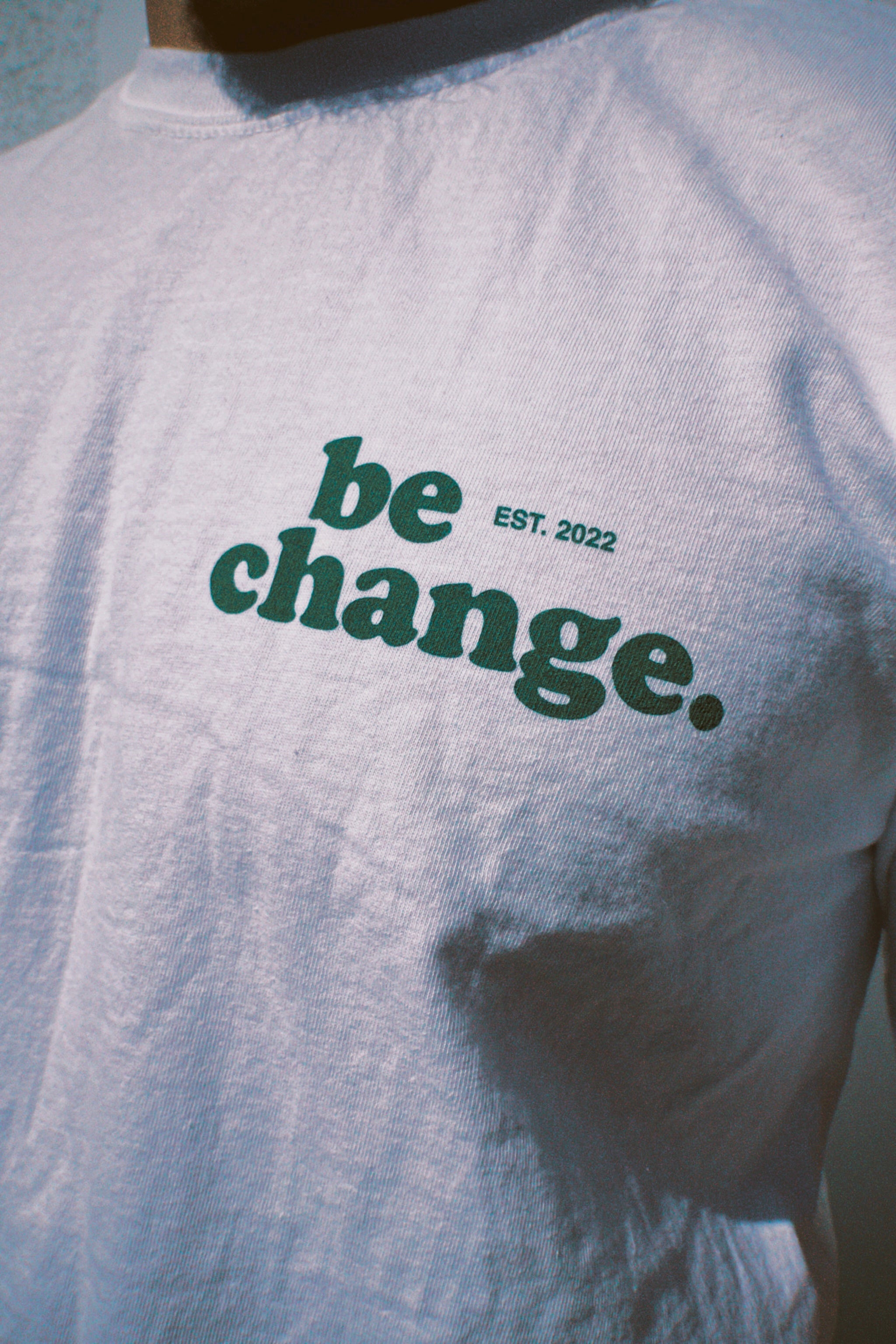 Be Change Self Care Tee Front/Green Close Up